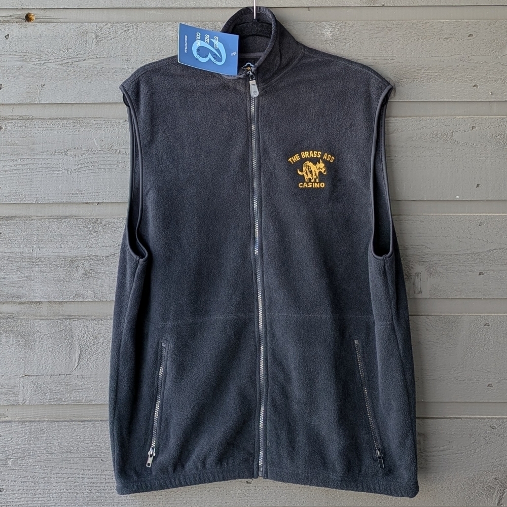 NWT Baru Sports Weather Perfect Brass Ass Casino Fleece Zip Front Vest Size XL